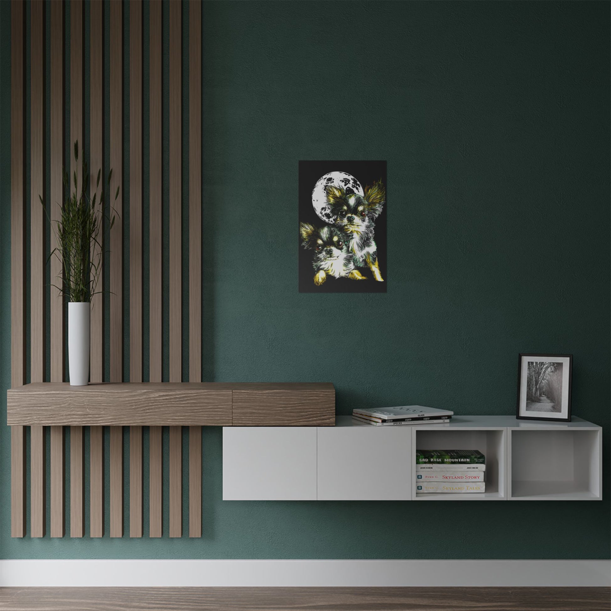 Chihuahua Moonlight Satin Poster - 300gsm Pet Art Decor