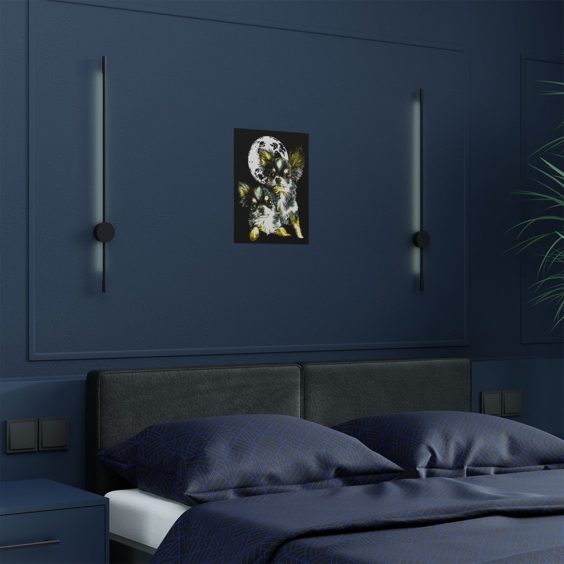 Chihuahua Moonlight Satin Poster - 300gsm Pet Art Decor