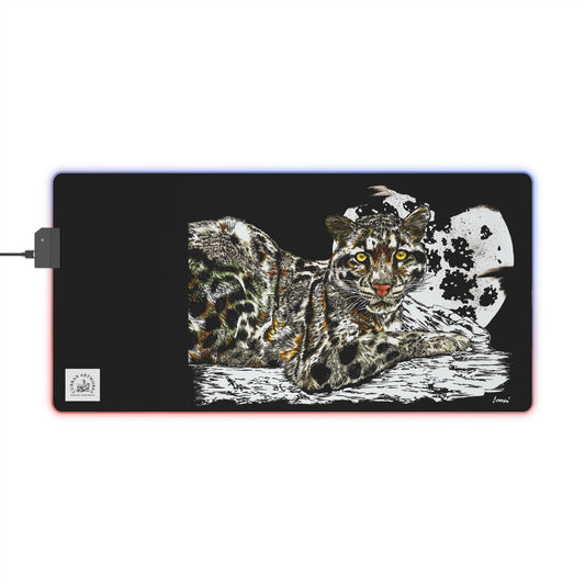 LED Gaming Mouse Pad with Leopard Design - Perfect for Gamers and Wildlife Lovers