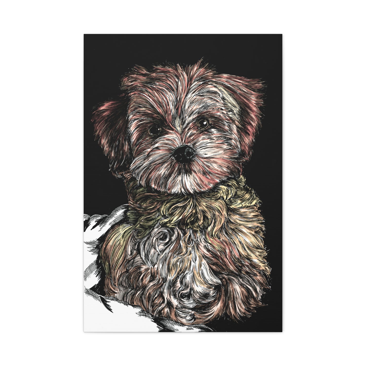 Hand Drawn Dog Portrait Canvas