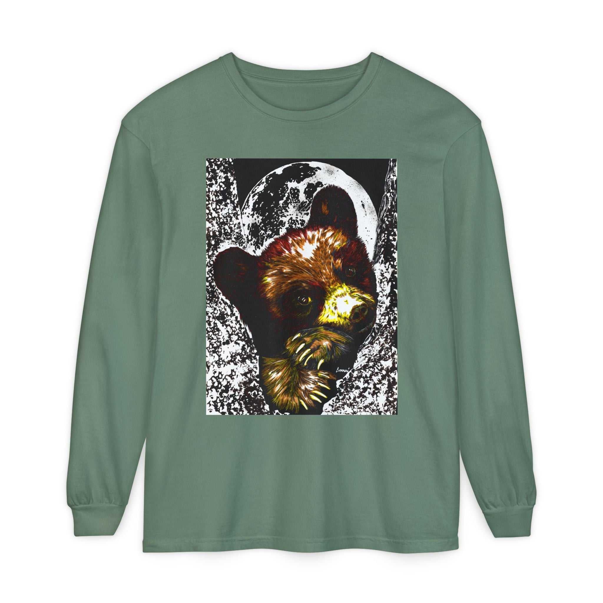 Moonlit Brown Bear Cub Unisex Long Sleeve T Shirt