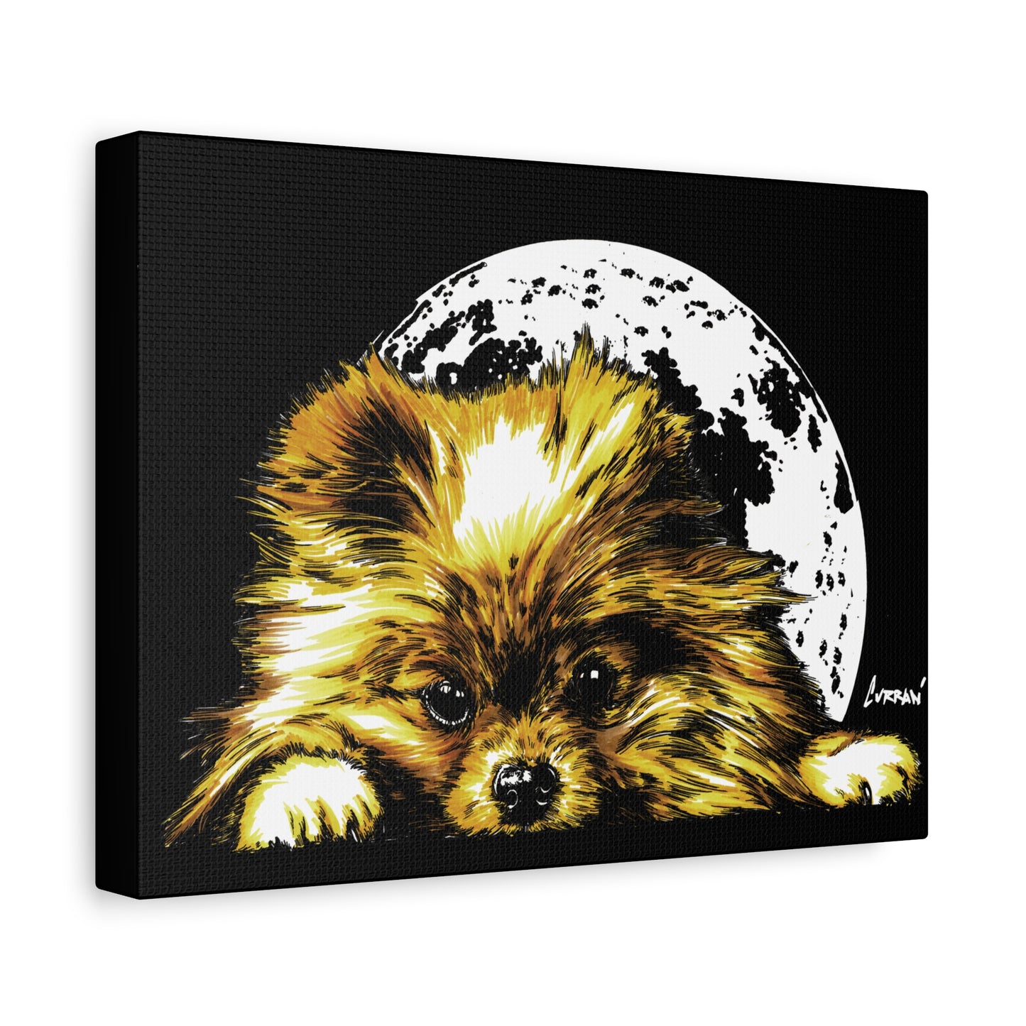 Pomeranian Moon Canvas Art Print- Dog Lover's Decor, 1.25" Stretched Print