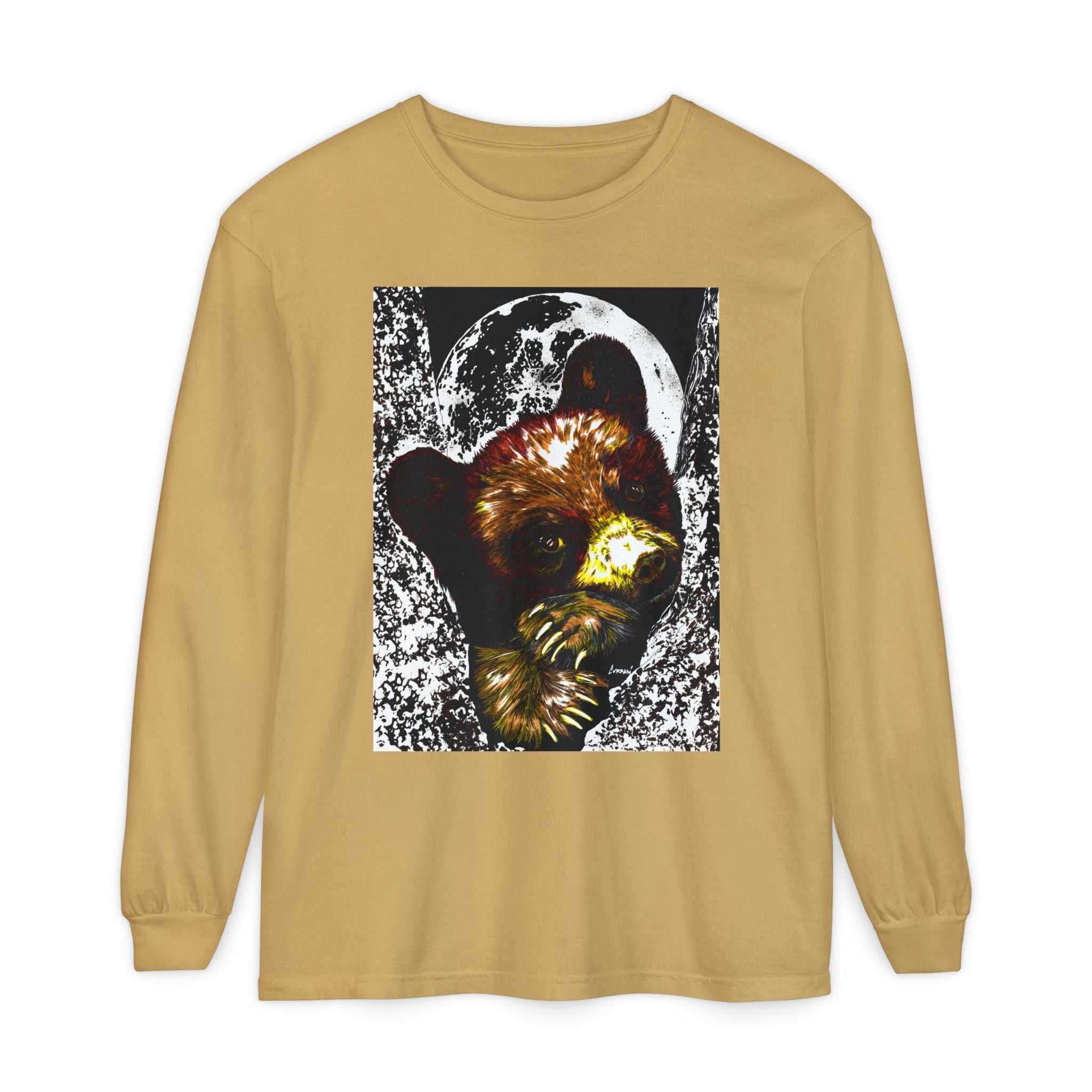 Moonlit Brown Bear Cub Unisex Long Sleeve T Shirt