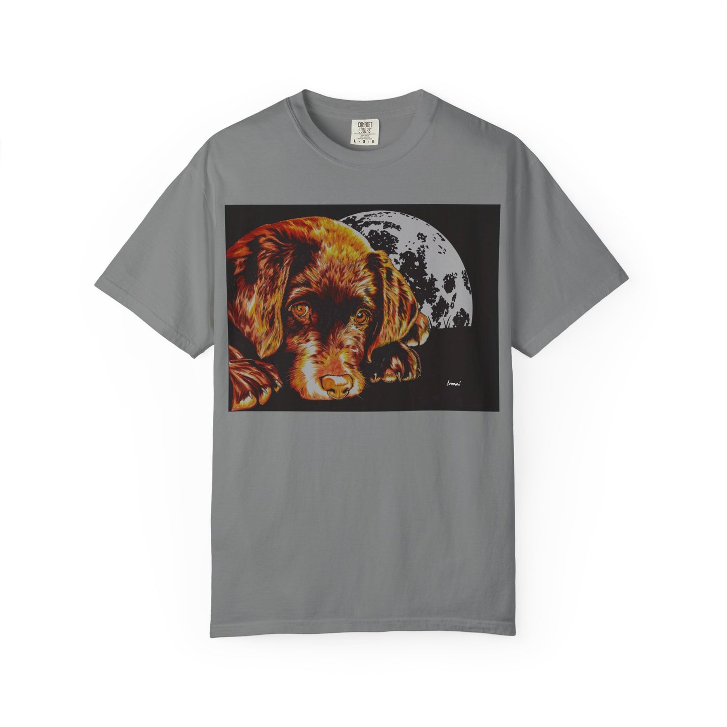 Moonlit Chocolate Lab Puppy Unisex Garment-Dyed T-Shirt