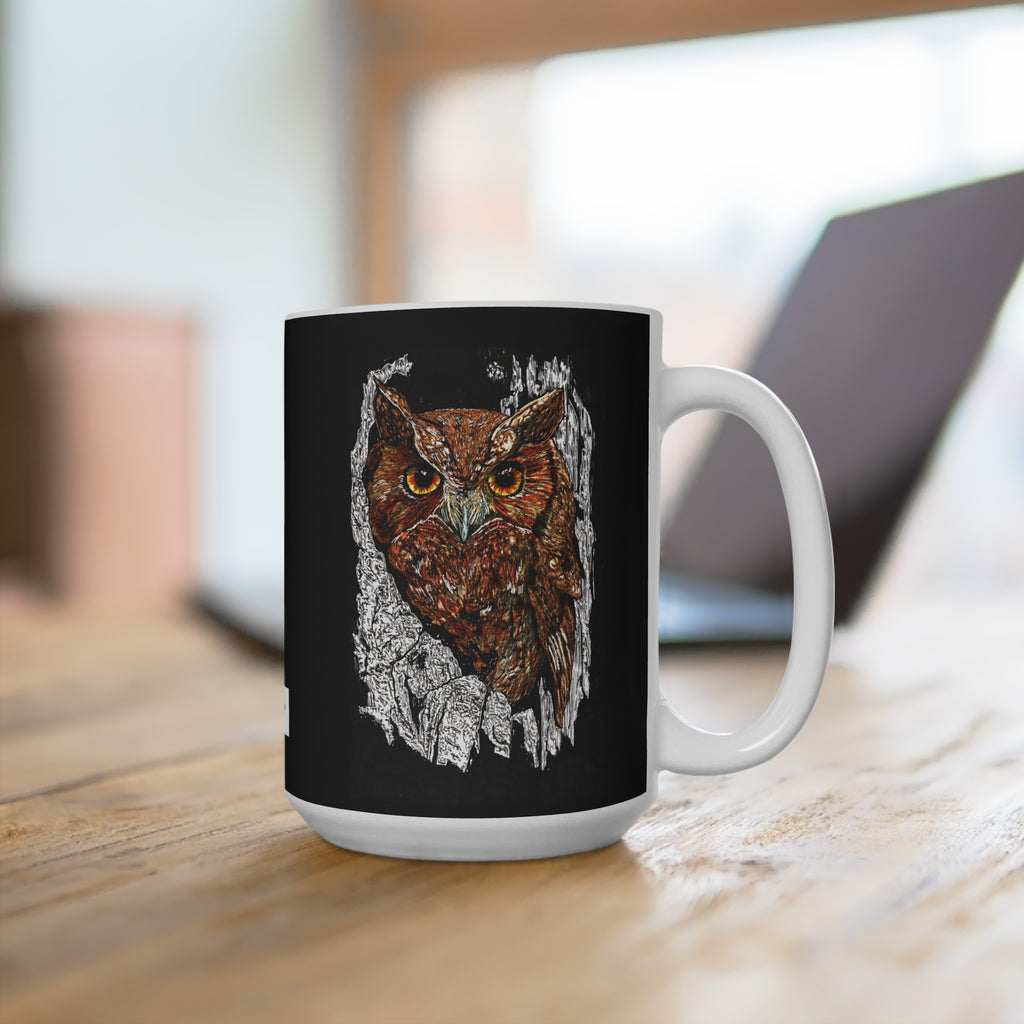 Owl 15oz Coffee Mug - Artistic Wildlife Design