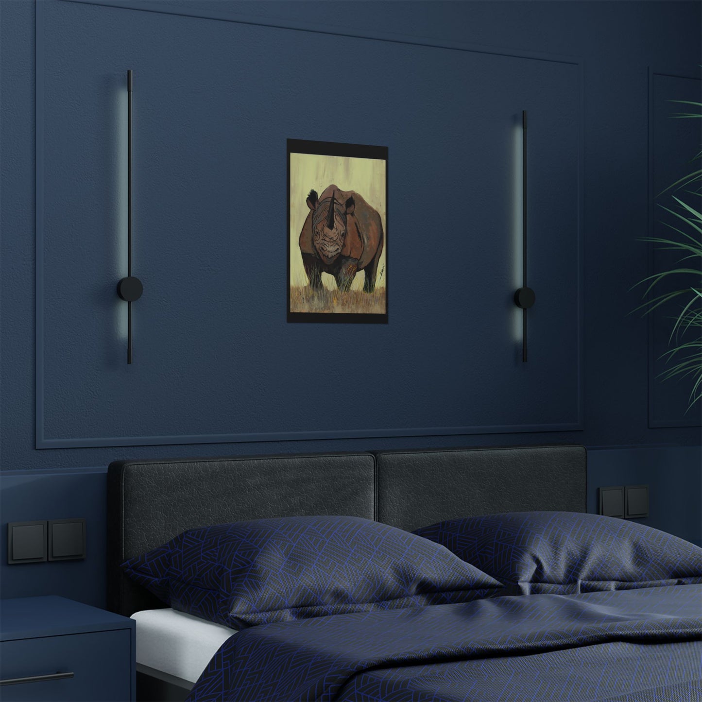 Rhino Wildlife Satin Poster - Majestic Rhino Art - Nature Decor