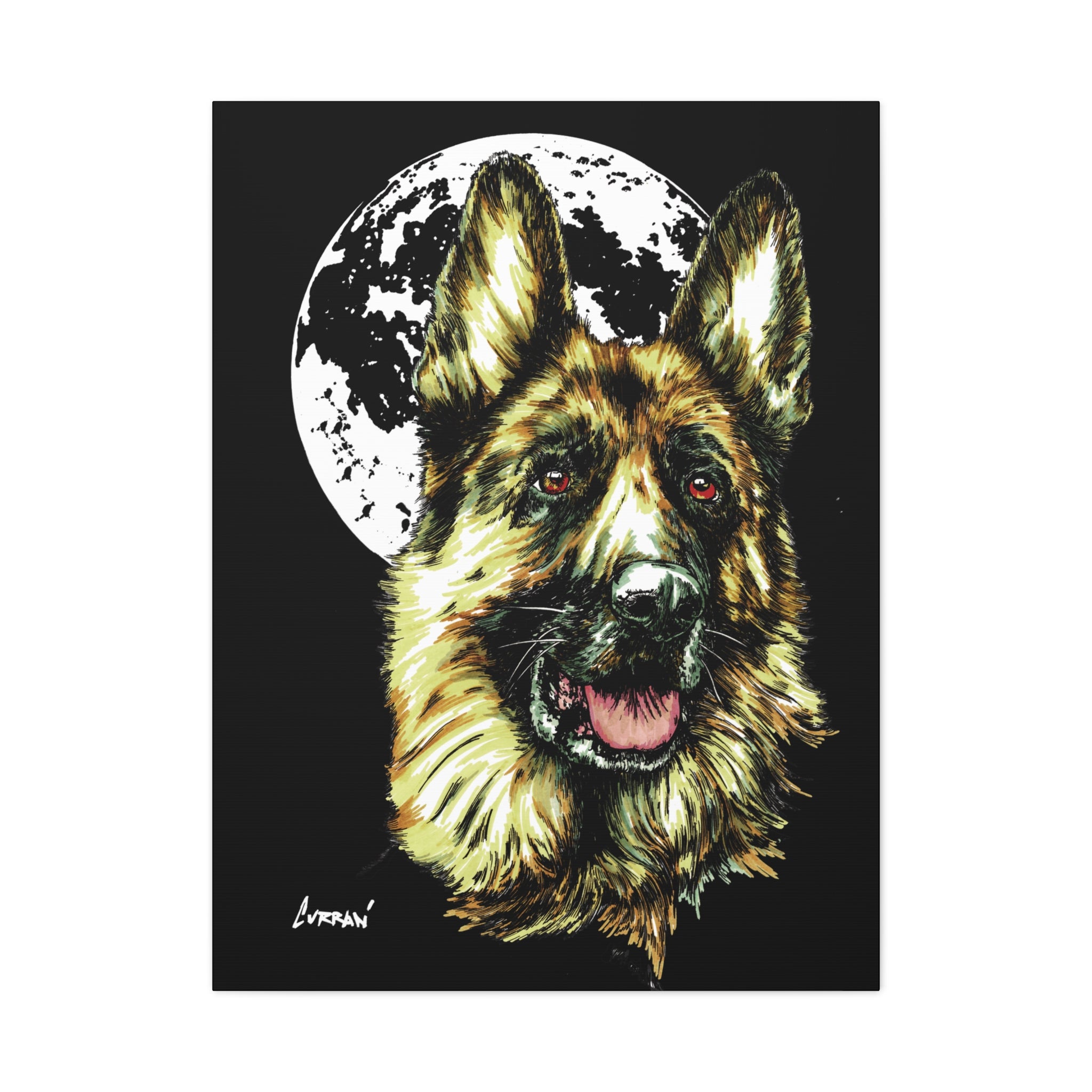 German Shepherd Print, Hand-Drawn Dog Art,