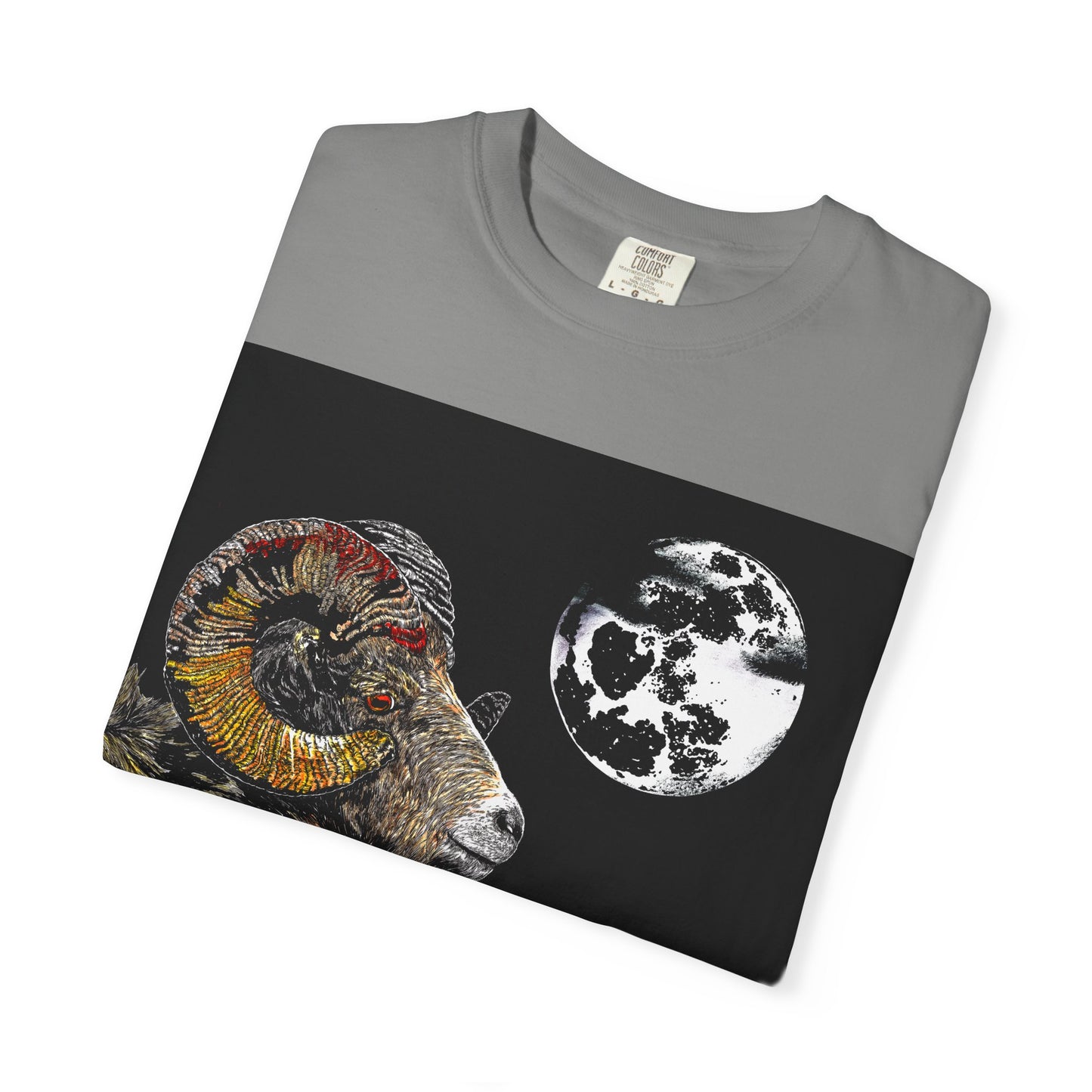 Ram and Moon Graphic Unisex T-Shirt - Nature-Inspired Artwear