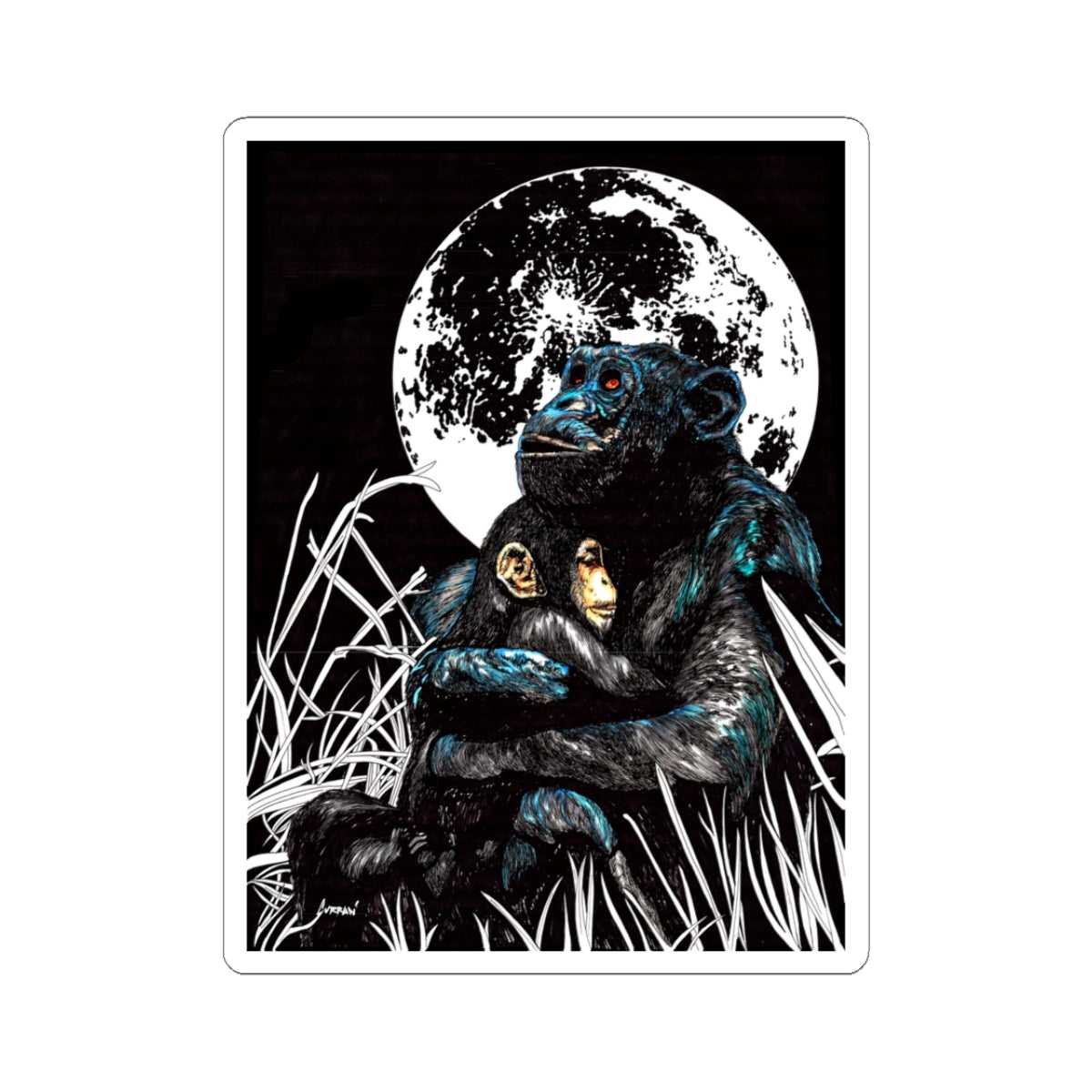 Moonlit Affection Monkey Kiss-Cut Stickers