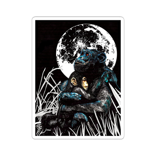 Moonlit Affection Monkey Kiss-Cut Stickers - Perfect for Animal Lovers