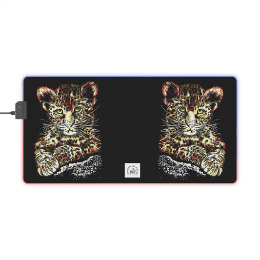 LED Gaming Mouse Pad with Leopard Design - Illuminated RGB Large Surface for Gamers