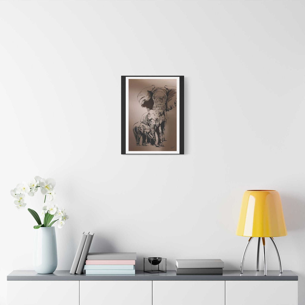 Elephant Family Wall Art, Elephant Print, Wildlife Art, Hand-Drawn Elephant, Safari Wall Decor, Animal Lover Gift, Nature Art. Printed on Matte Canvas,