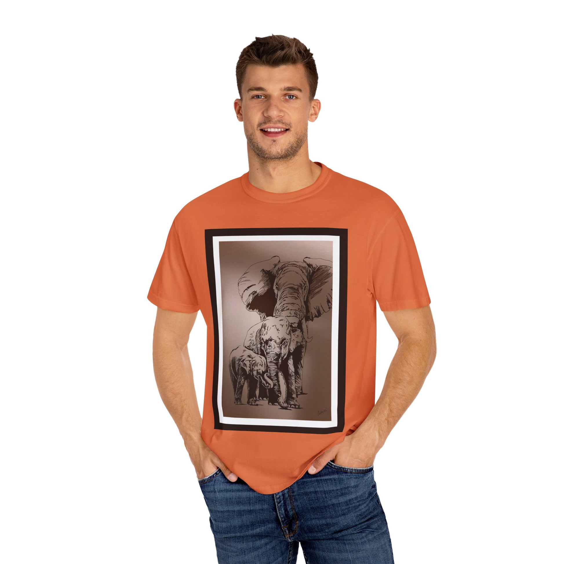 Elephant Family Garment-Dyed T-Shirt | Nature Lover's Tee