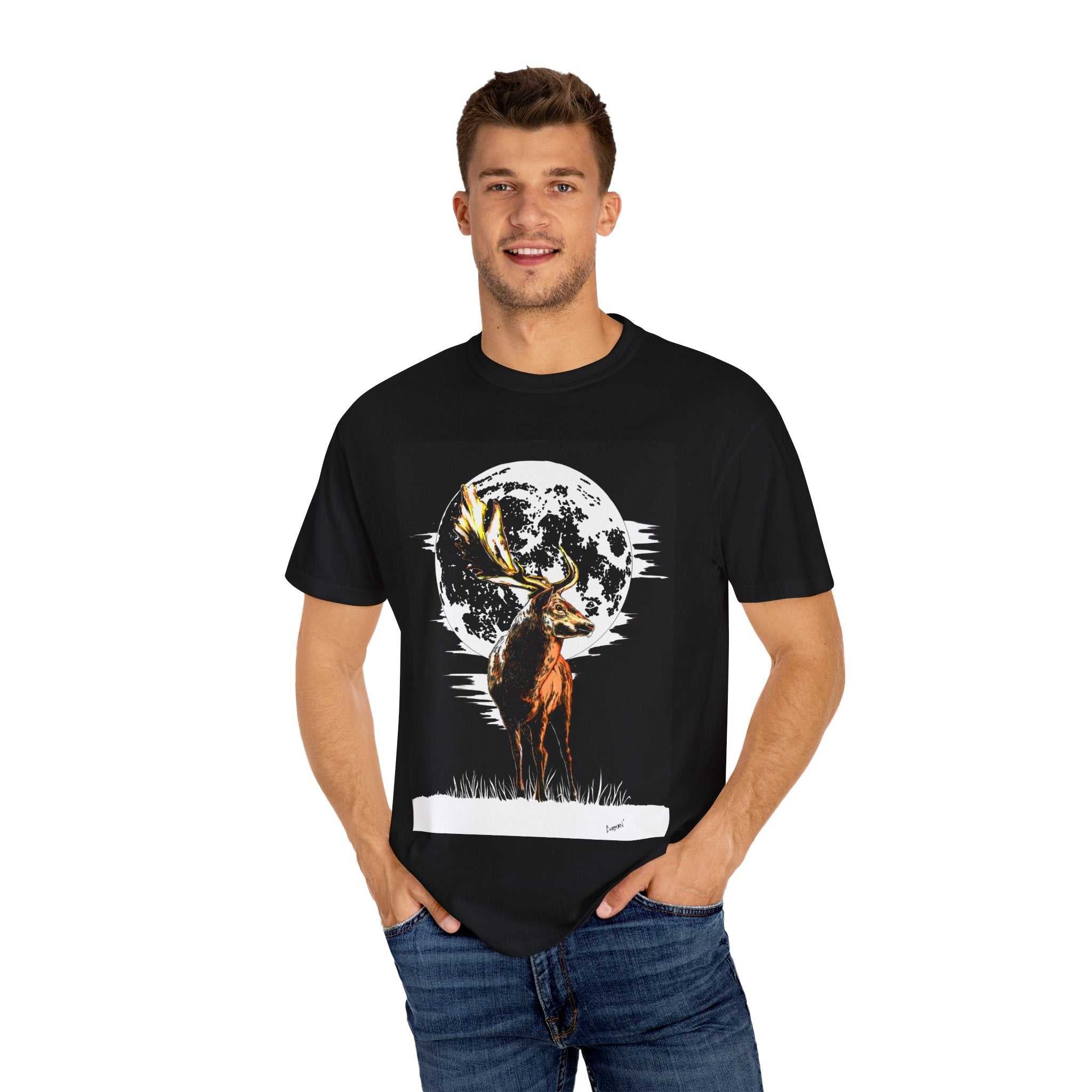 Moonlit Stag Unisex T-Shirt - Nature-Inspired Graphic Tee