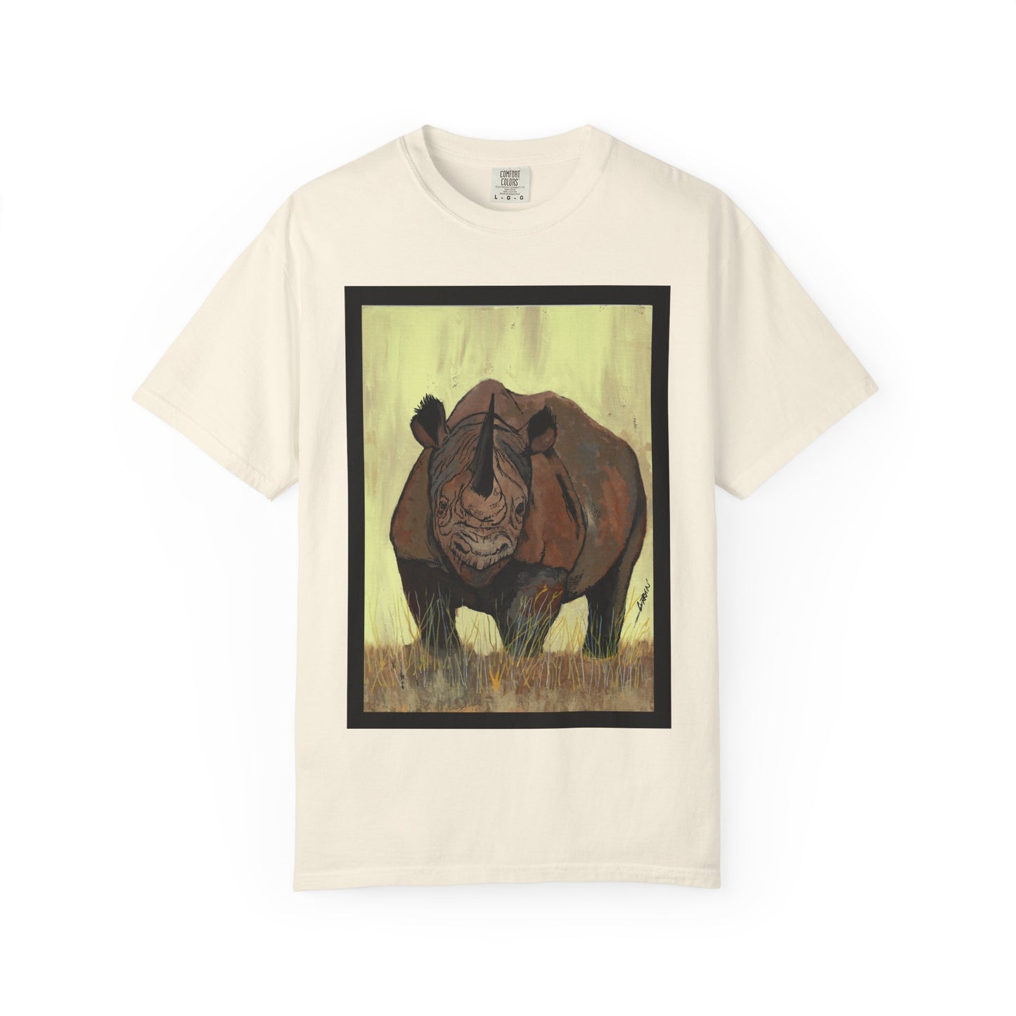 Wildlife Rhinos Unisex Garment-Dyed T-Shirt - Eco-Friendly Nature Art