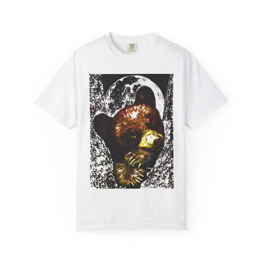 Moonlit Brown Bear Cub Unisex Garment-Dyed T-Shirt | Nature-Inspired Apparel