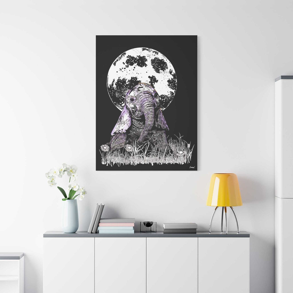 Baby Elephant Canvas Art, Print of Original hand drawn art