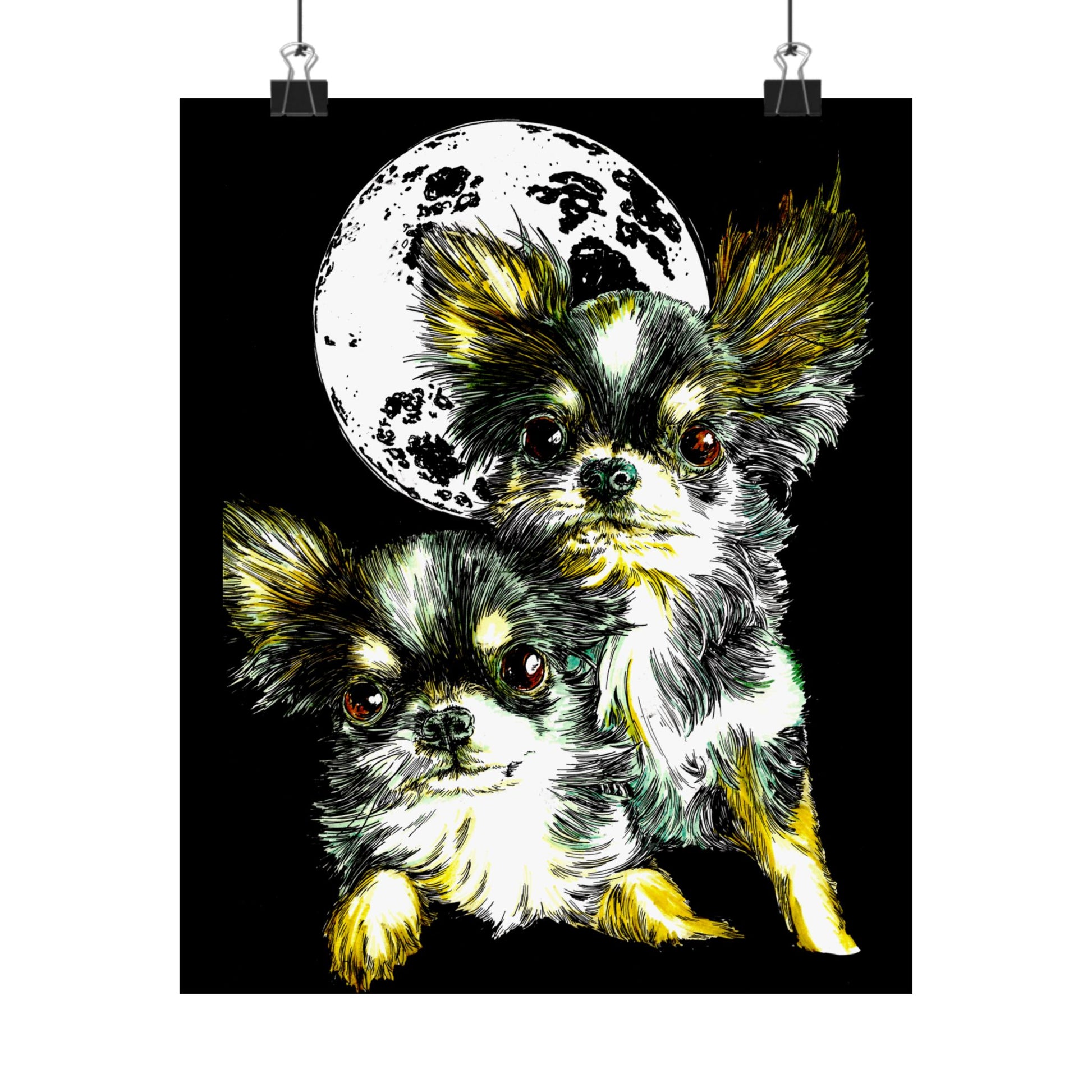 Chihuahua Moonlight Satin Poster - 300gsm Pet Art Decor
