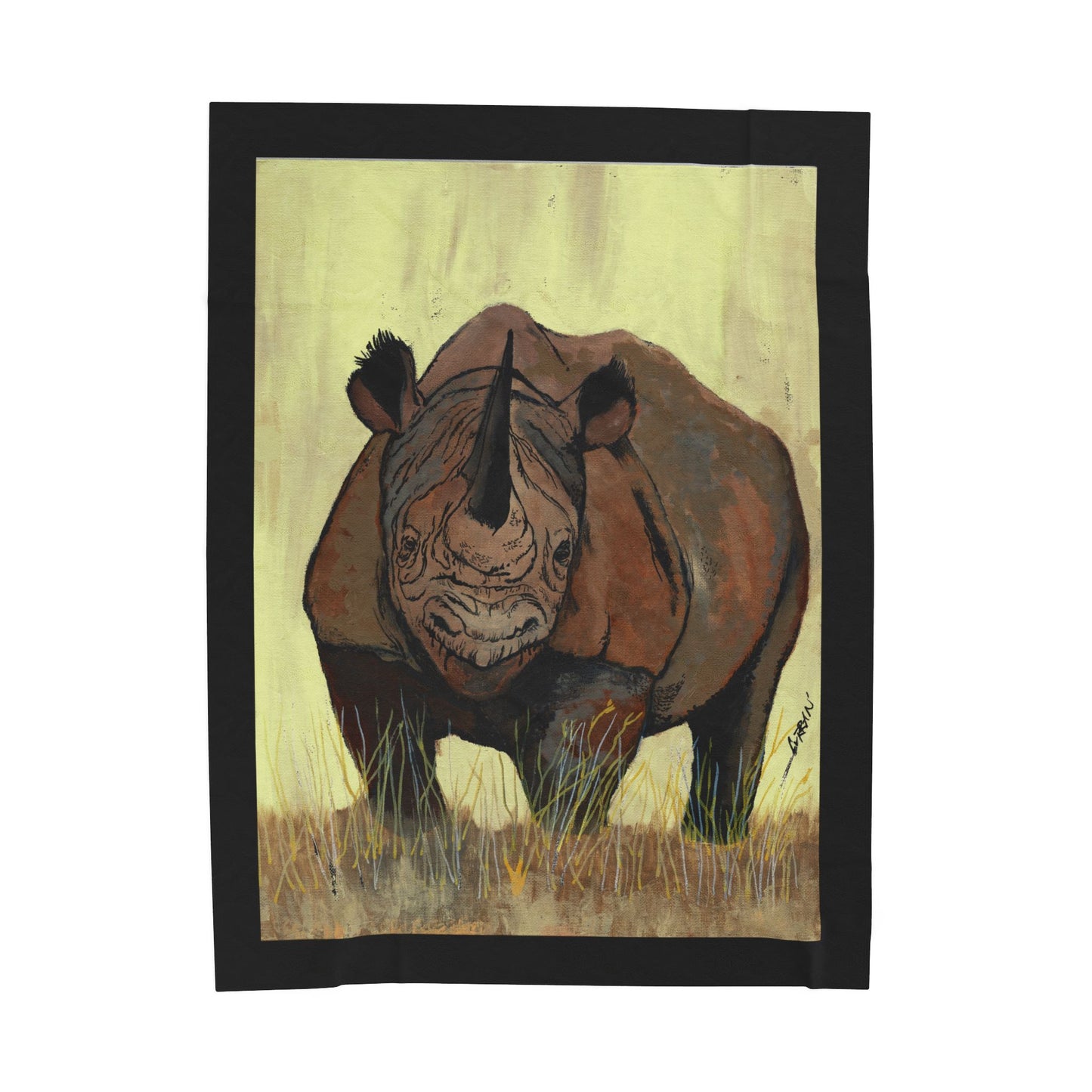 Wildlife Inspired Velveteen Plush Blanket featuring Rhino