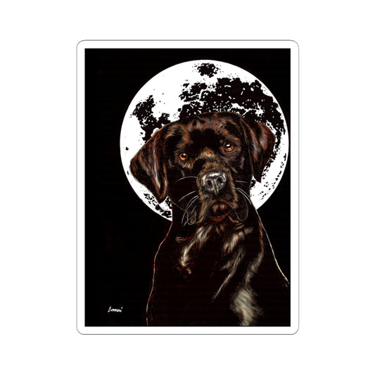 Moonlit Chocolate Lab Kiss-Cut Sticker, Perfect for Animal Lovers