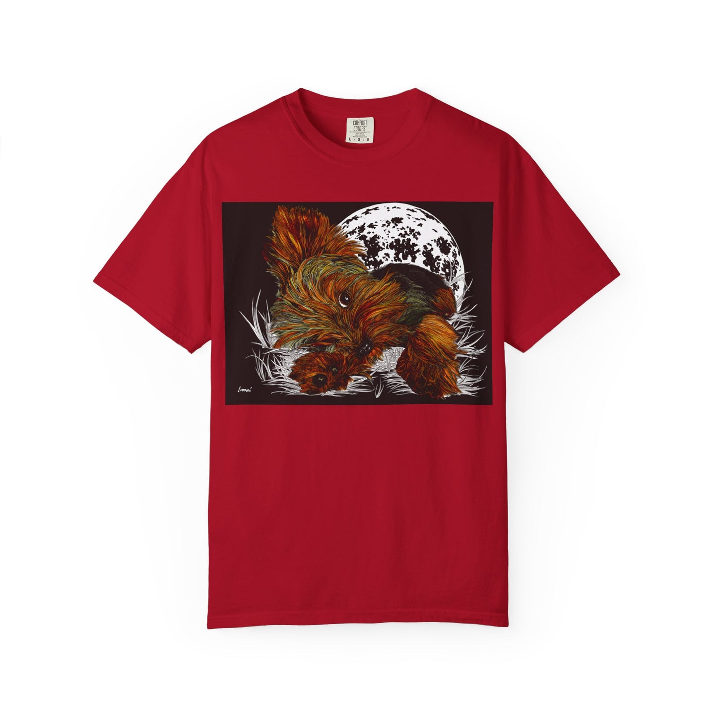 Yorkie Terrier Unisex Garment-Dyed T-Shirt – Original Hand-Drawn Art
