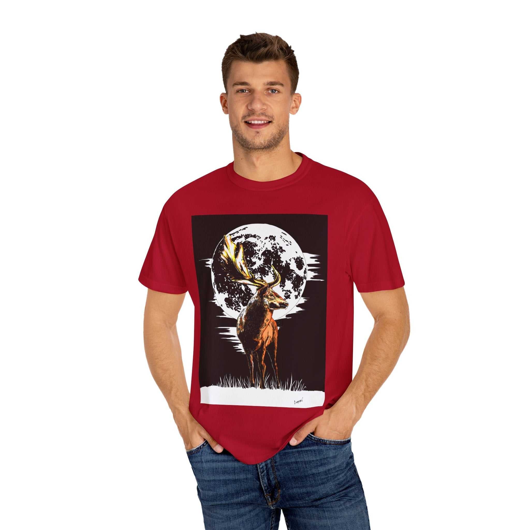 Moonlit Stag Unisex T-Shirt - Nature-Inspired Graphic Tee