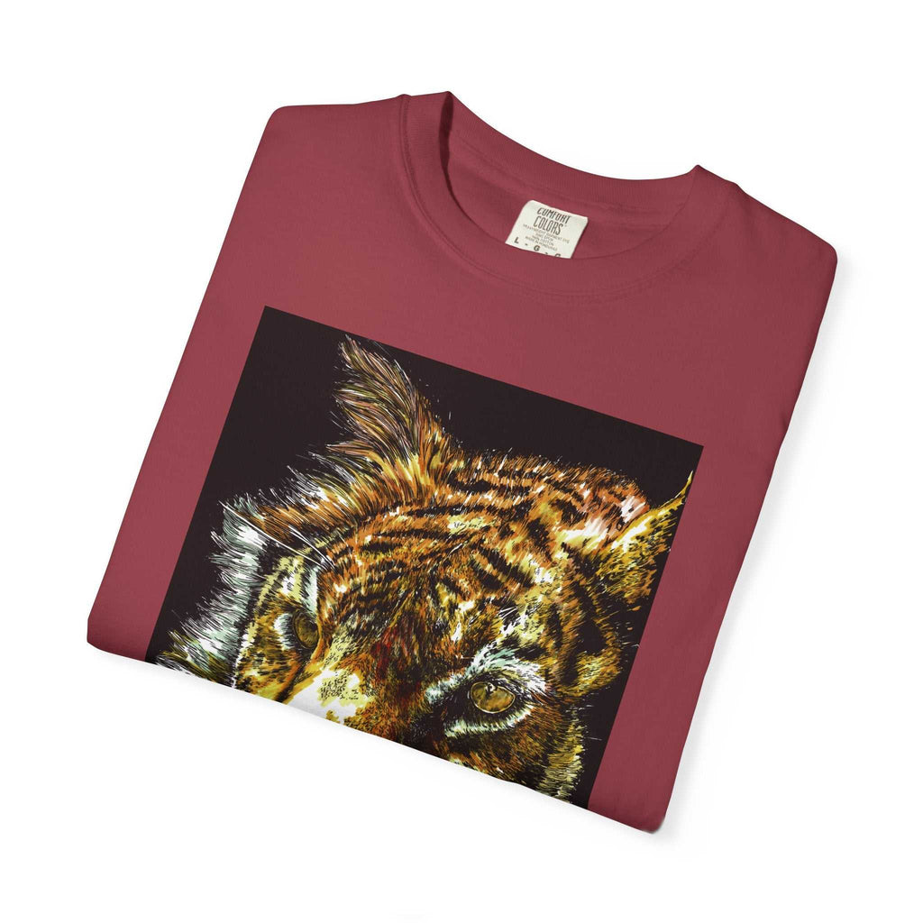 Discover your wild side with our Tiger Art T-Shirt - Vibrant Animal Print - Nature Lover's Apparel featuring the original hand drawn art. Stand out in style!
