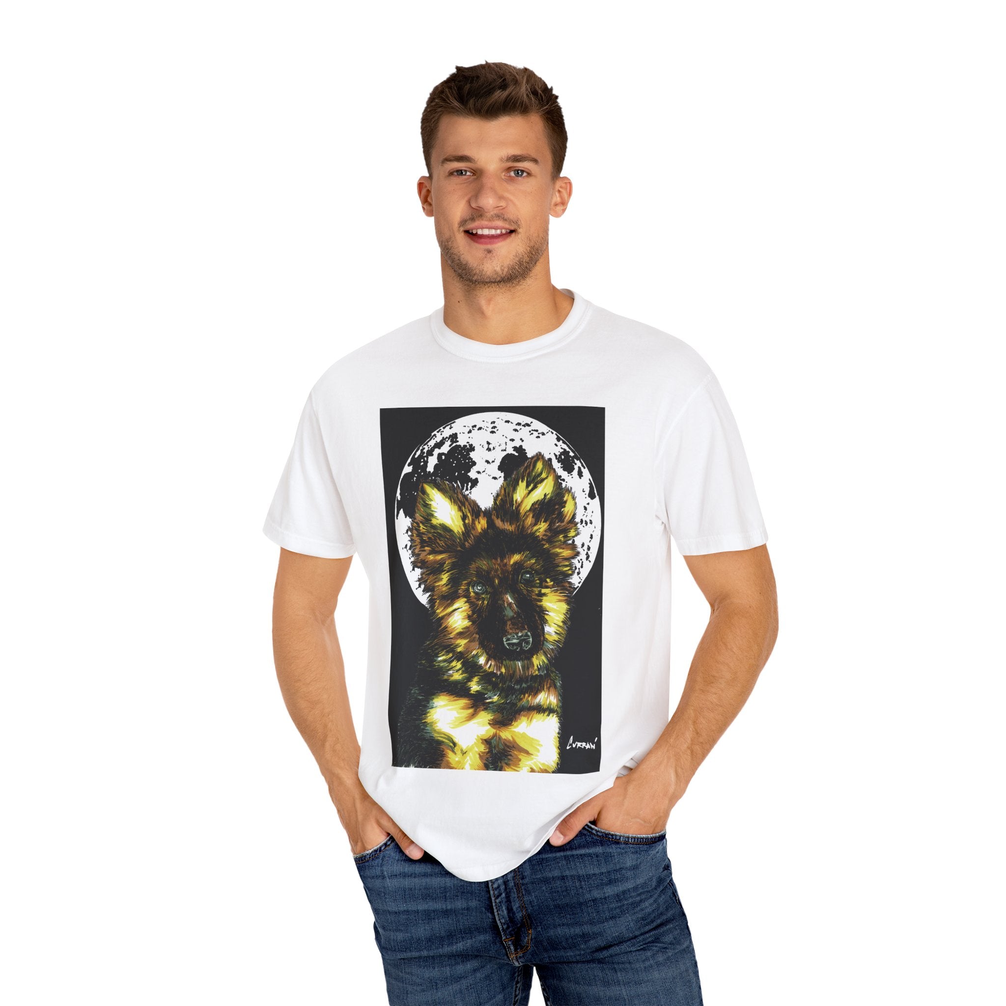 German Sheppard Puppy Unisex T-shirt - Hand Drawn Art
