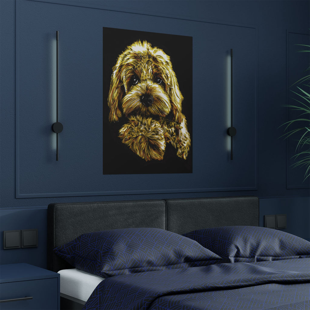 Golden Dog Art Satin Poster - Home Decor for Pet Lovers