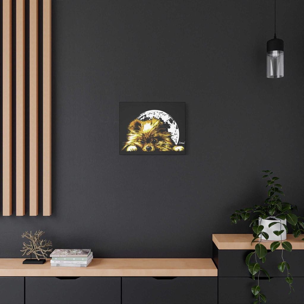 Pomeranian Moon Canvas Art Print- Dog Lover's Decor,