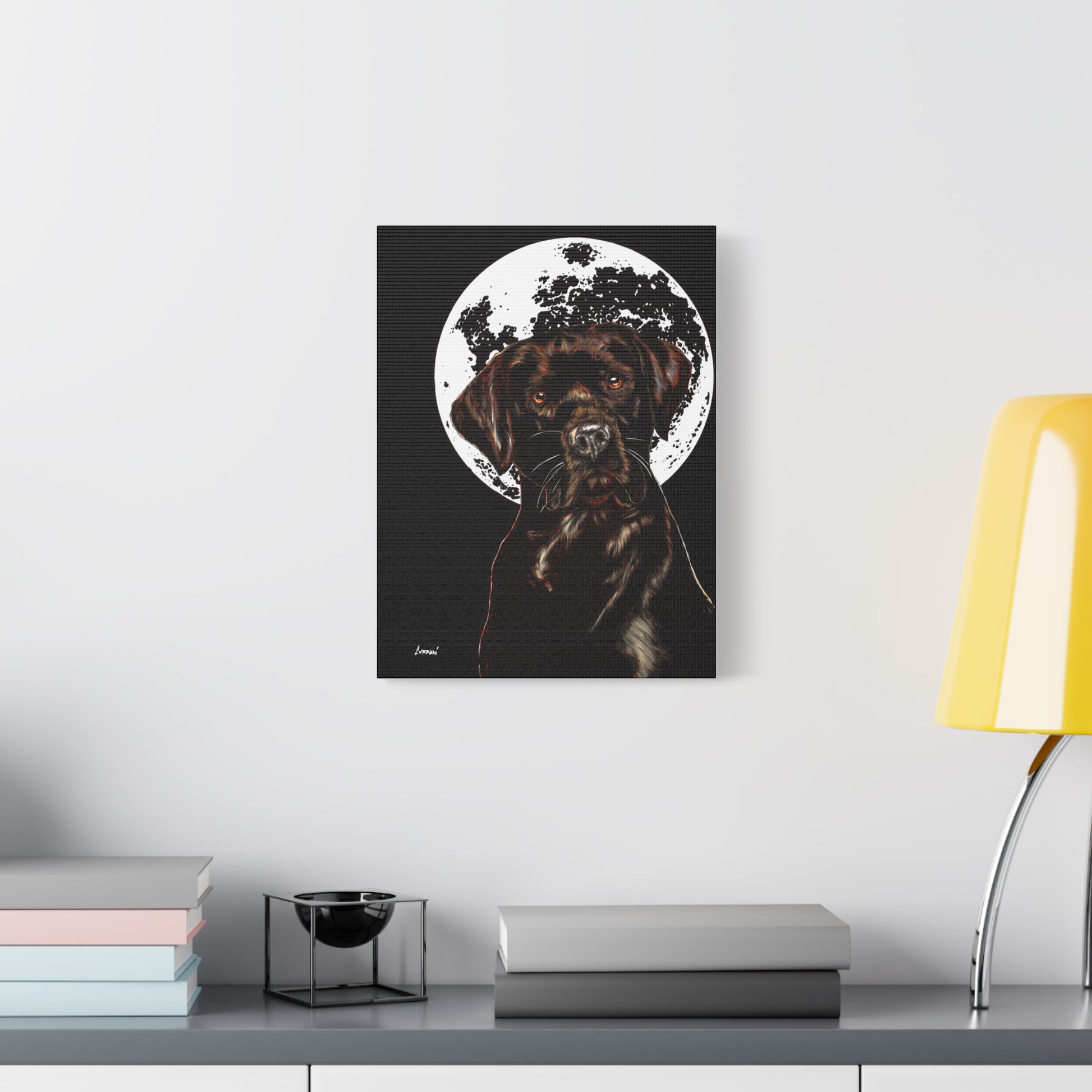 Chocolate Lab in Moonlight Wall Art Print of the Original