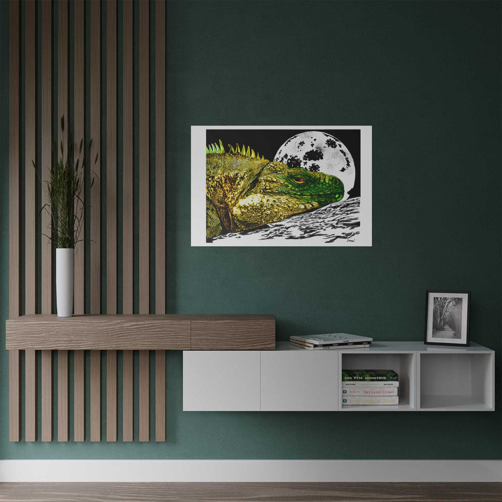 Transform your walls with our Vibrant Iguana Satin Poster - Moonlit Art Print for Nature Lovers. Bring nature's beauty indoors!