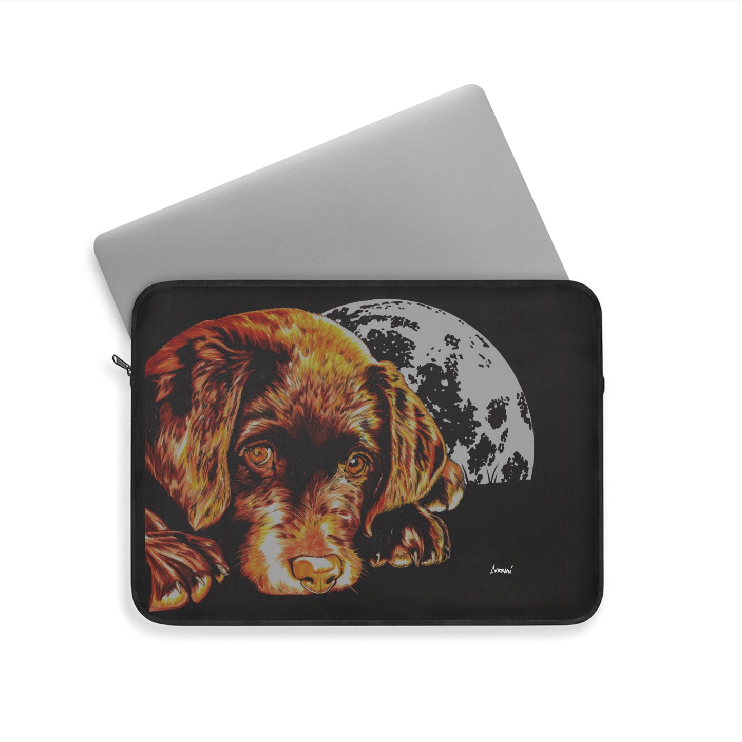 Moonlit Chocolate Lab Puppy Laptop Sleeve - Perfect for Dog Lovers