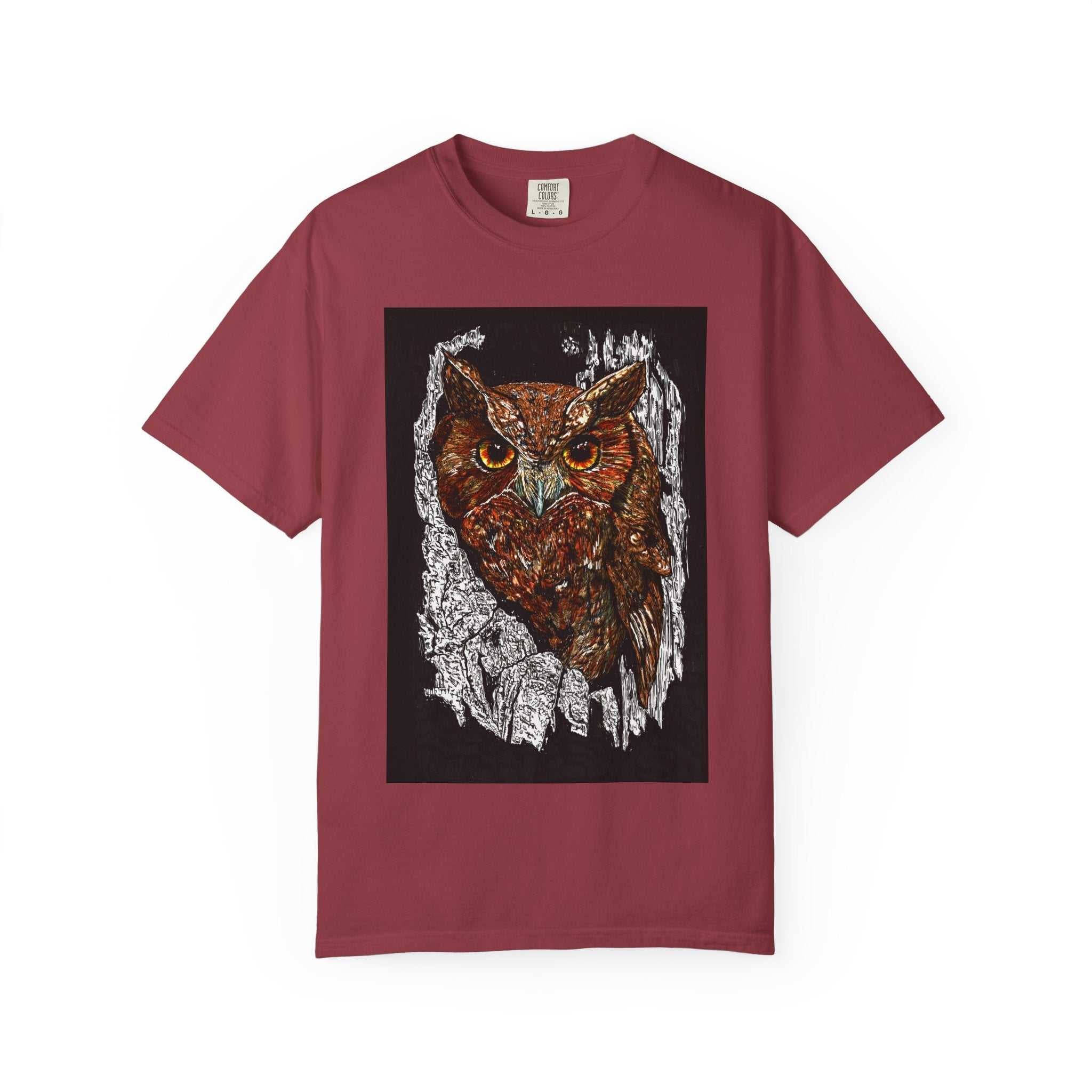 Artistic Owl Unisex Garment-Dyed T-Shirt