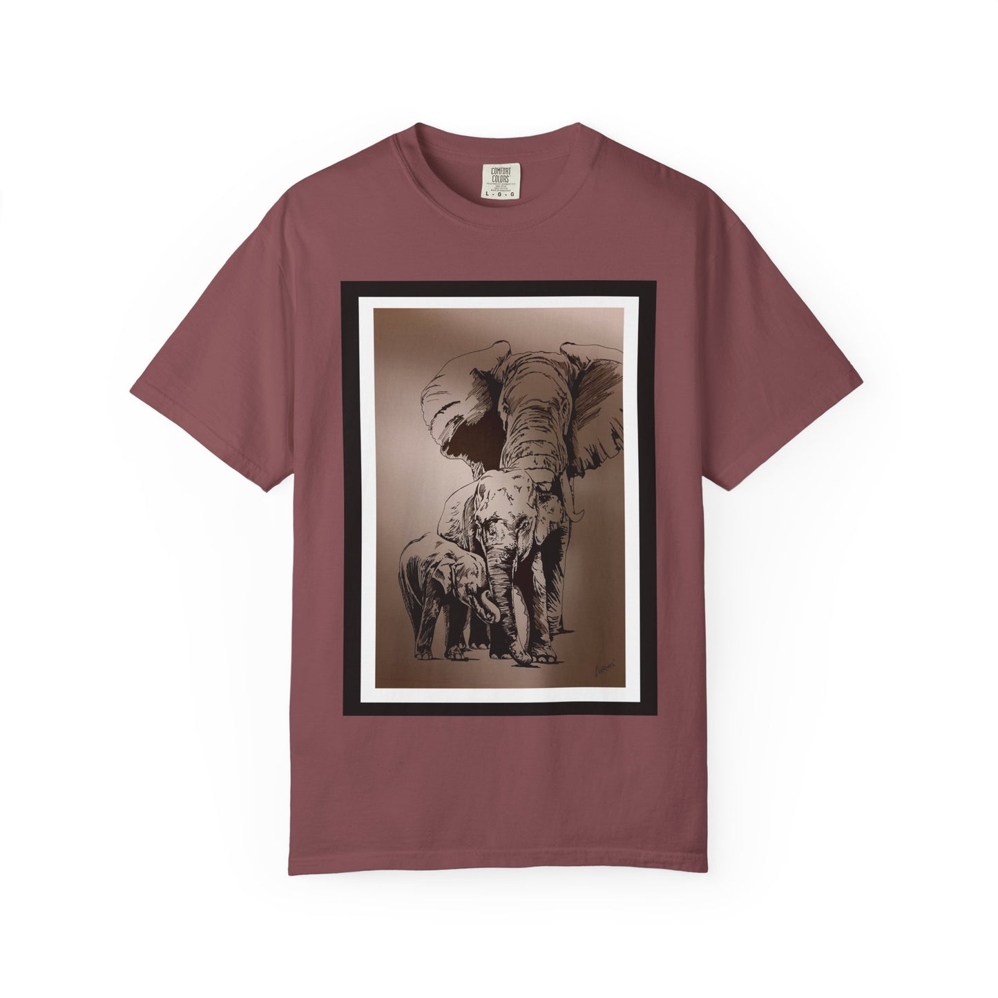 Elephant Family Garment-Dyed T-Shirt | Nature Lover's Tee
