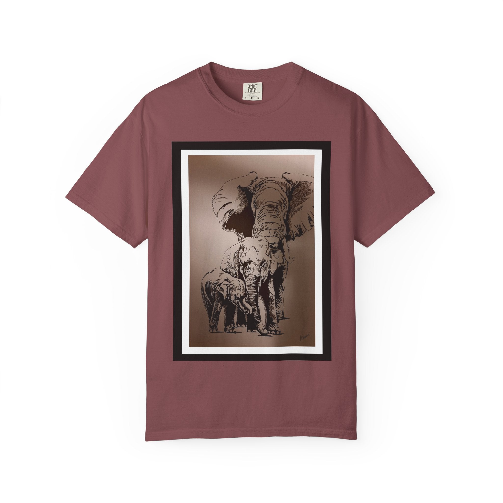Elephant Family Garment-Dyed T-Shirt | Nature Lover's Tee