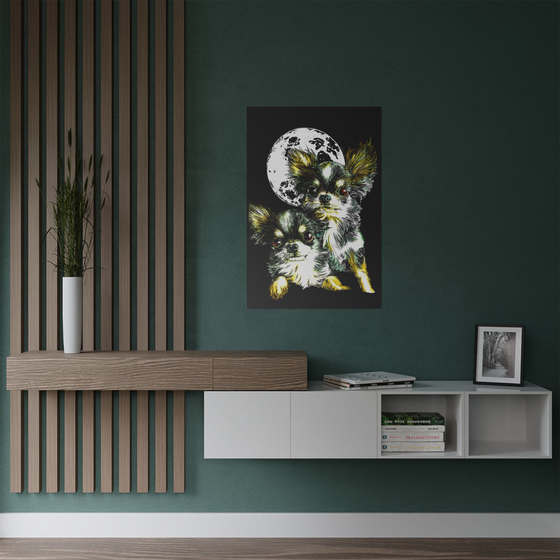 Chihuahua Moonlight Satin Poster - 300gsm Pet Art Decor
