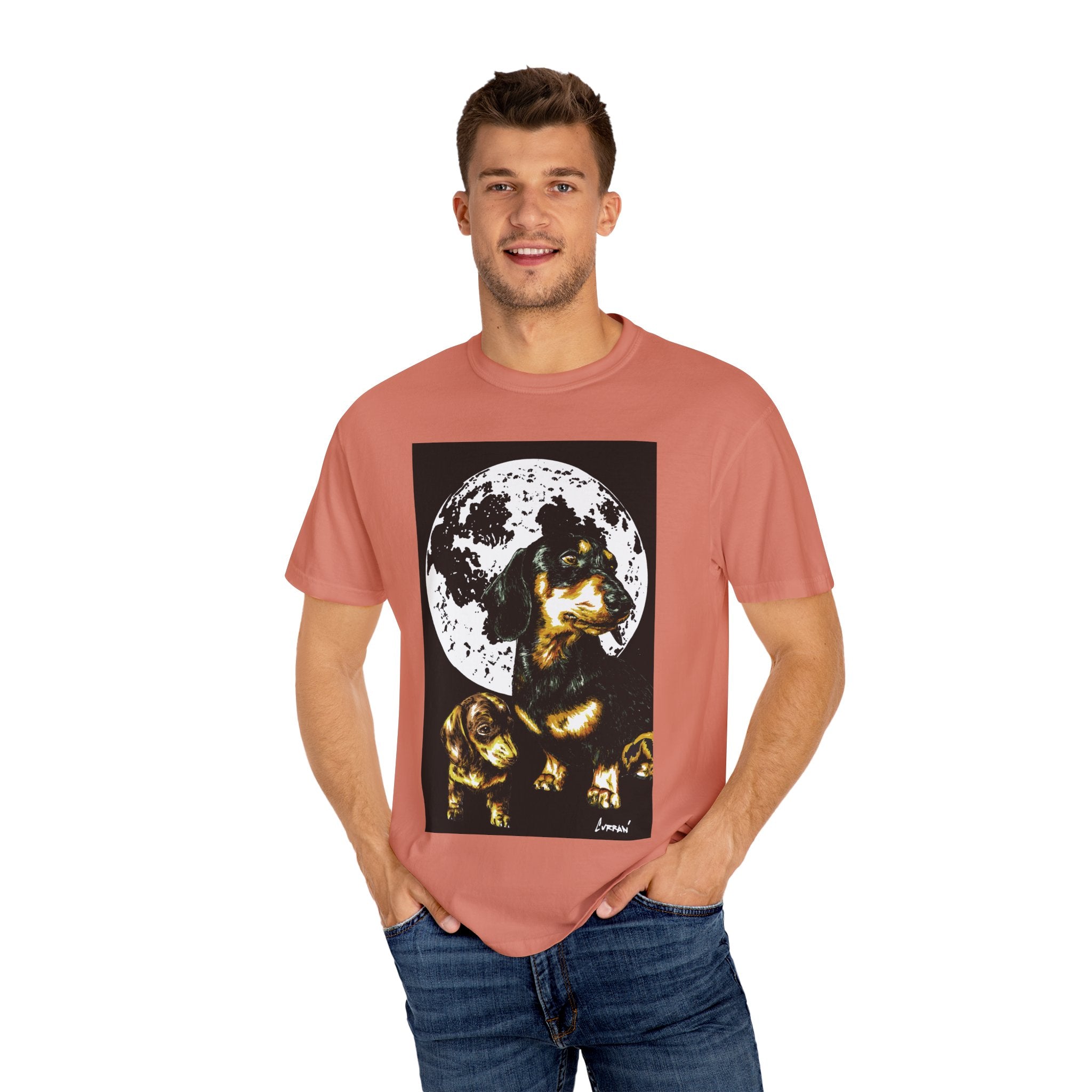 Dachshund Puppies Full Moon Dog Lovers T-Shirt