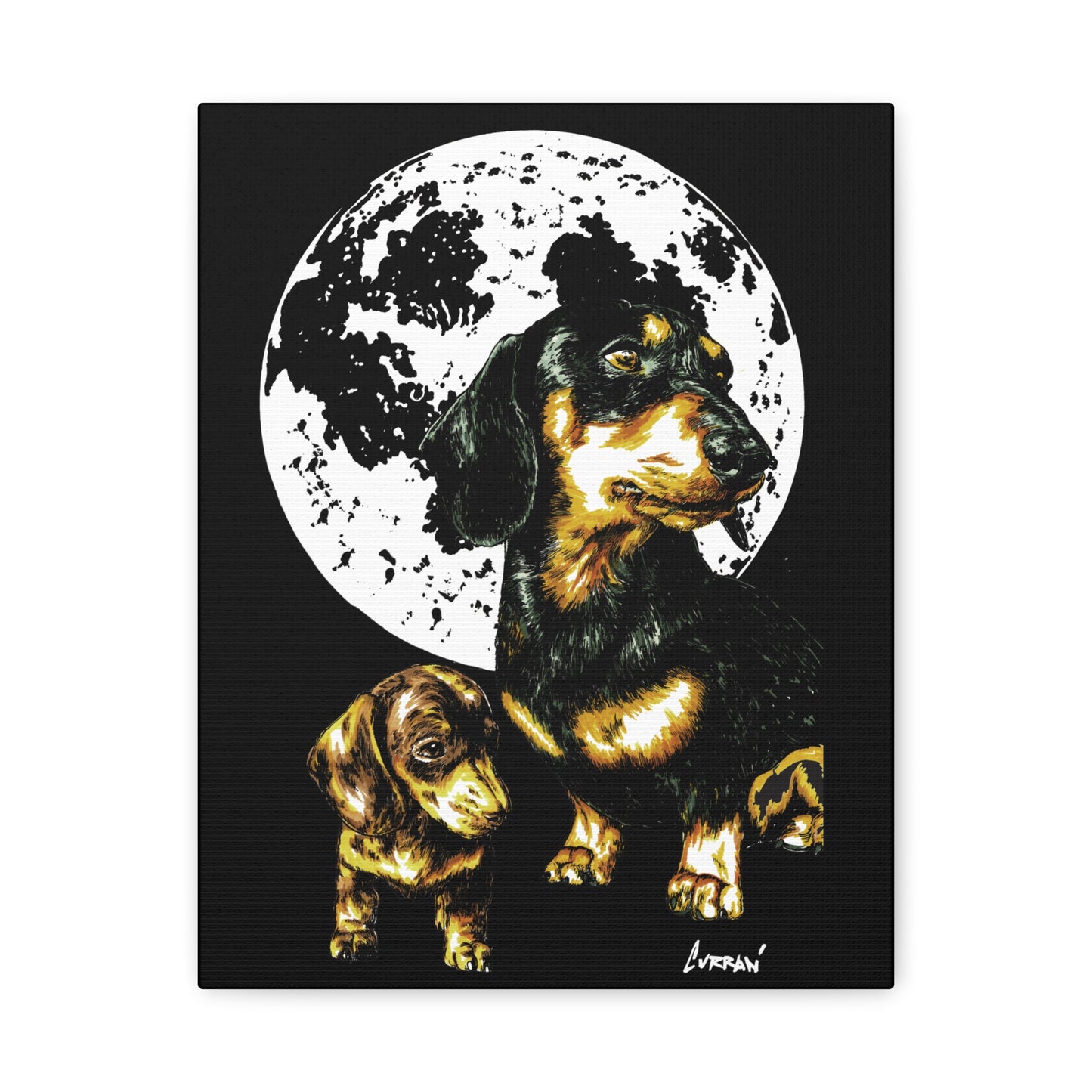 Dachshund Canvas Print of the Original, hand drawn wall art