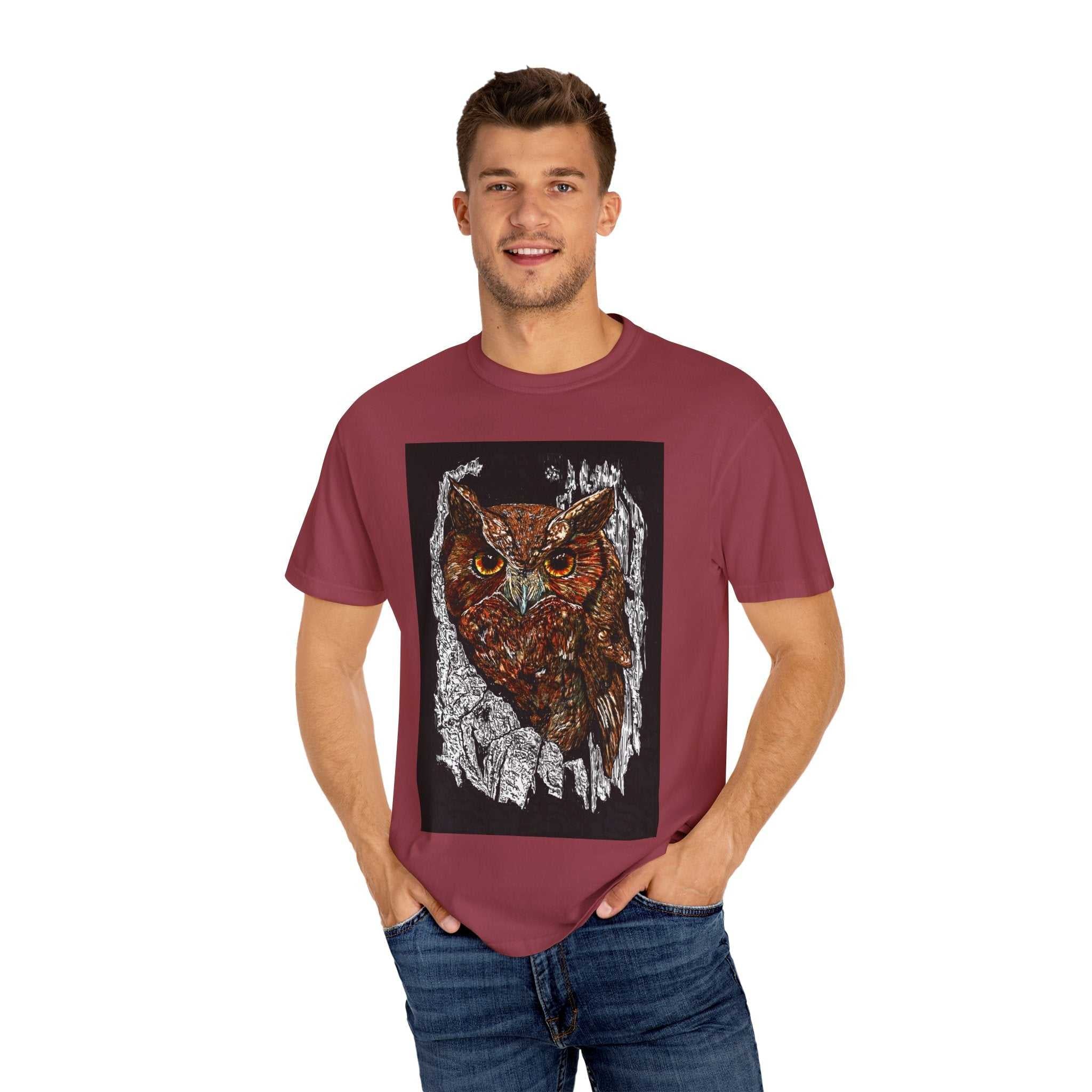 Artistic Owl Unisex Garment-Dyed T-Shirt