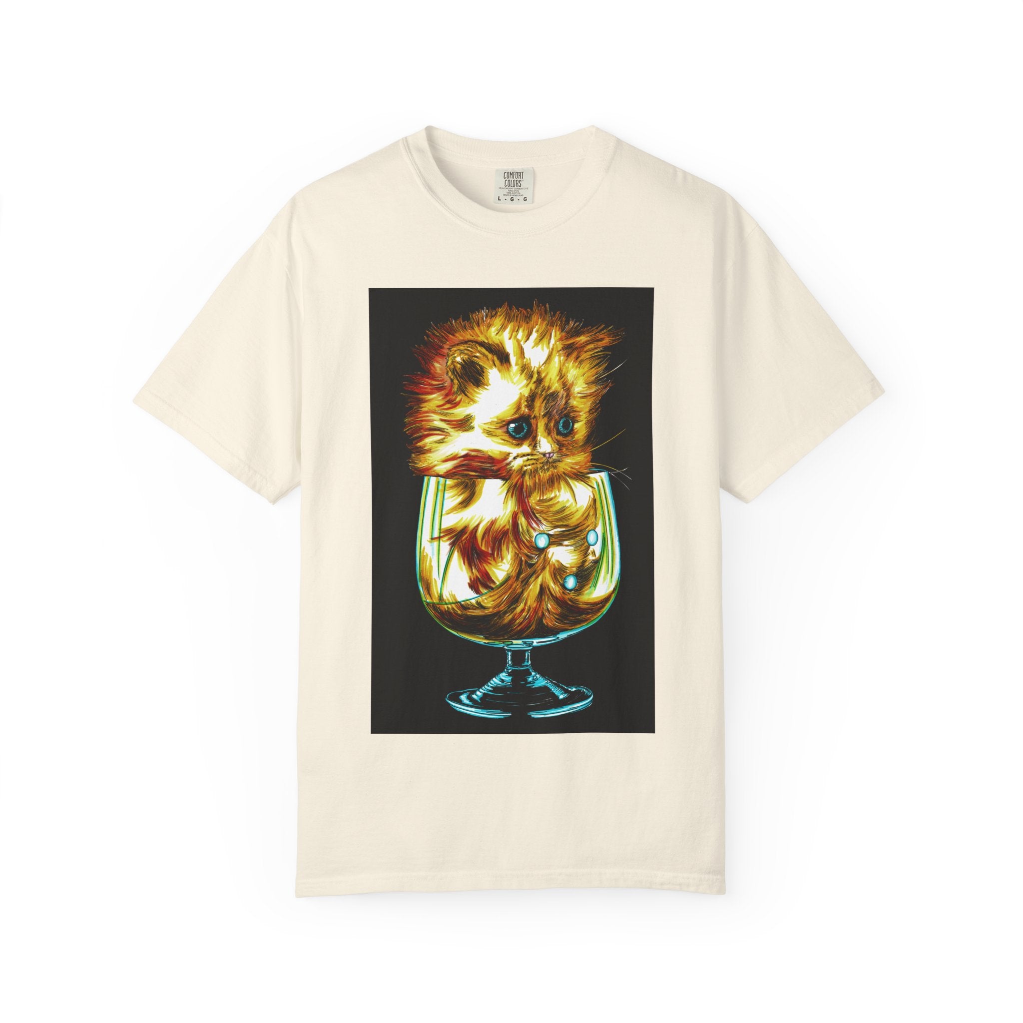 Kitten in a Glass Unisex T-shirt - Hand Drawn Art