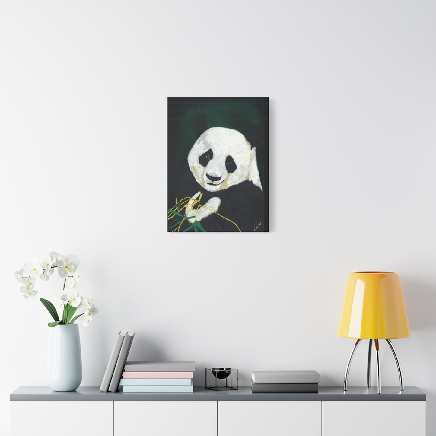Panda Wall Art, Panda Print, Wildlife Art, Hand-Painted Panda, Nature Wall Decor, Bamboo Forest Art, Animal Lover Gift, Zen Decor. Printed on Matte Canvas, Stretched, 1.25"