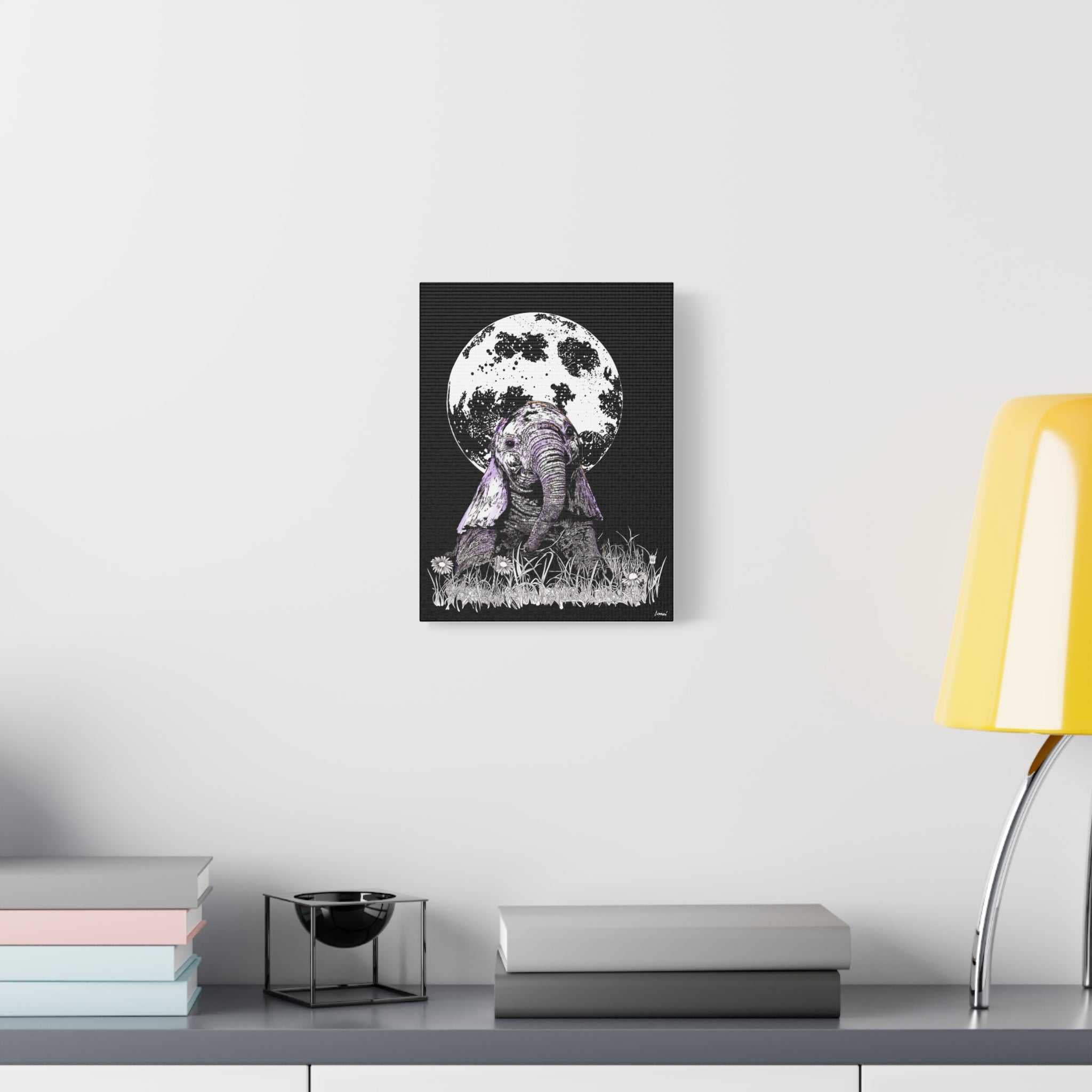 Baby Elephant Canvas Art, Print of Original hand drawn art