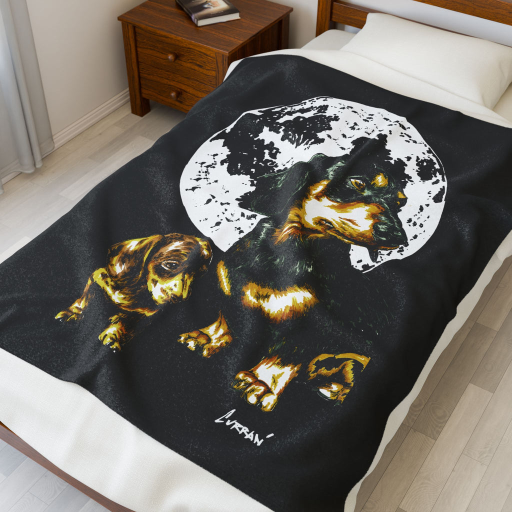 Dachshund Moon Plush Blanket Perfect Gift for Pet Lovers