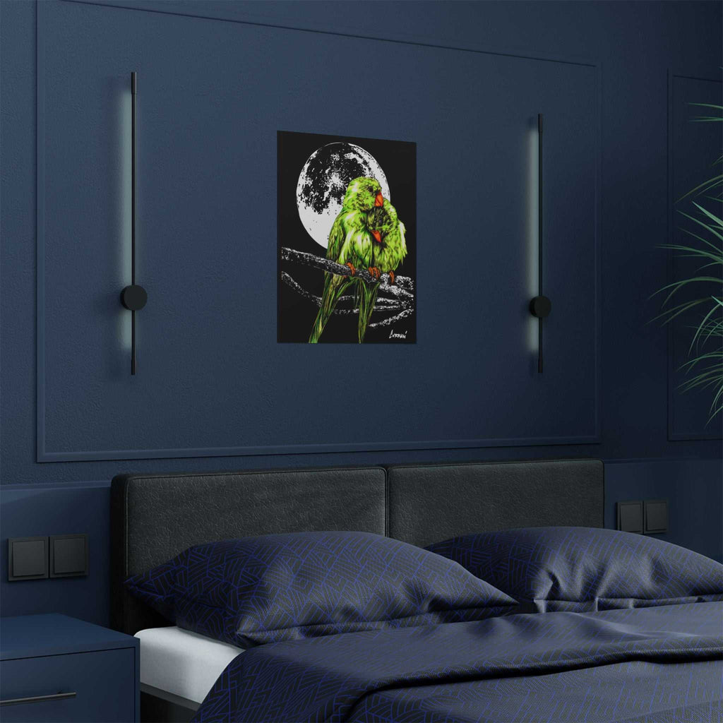 Bring your walls to life with the stunning Vibrant Lovebirds Satin Poster - 300gsm Wall Art. Add a pop of color to your space today!