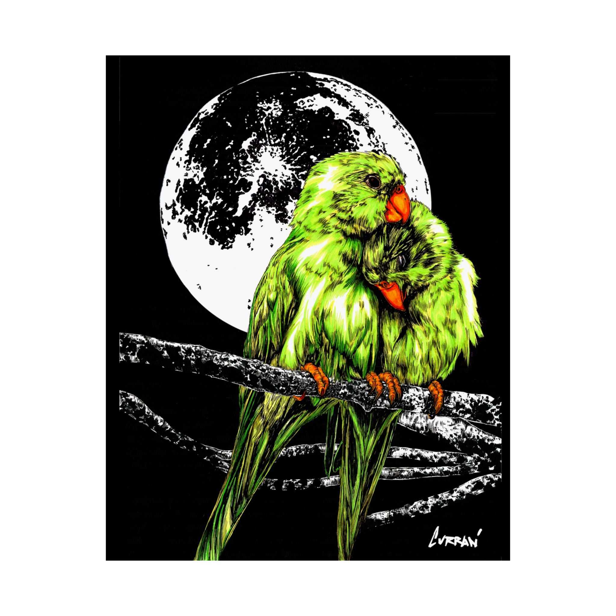 Bring your walls to life with the stunning Vibrant Lovebirds Satin Poster - 300gsm Wall Art. Add a pop of color to your space today!