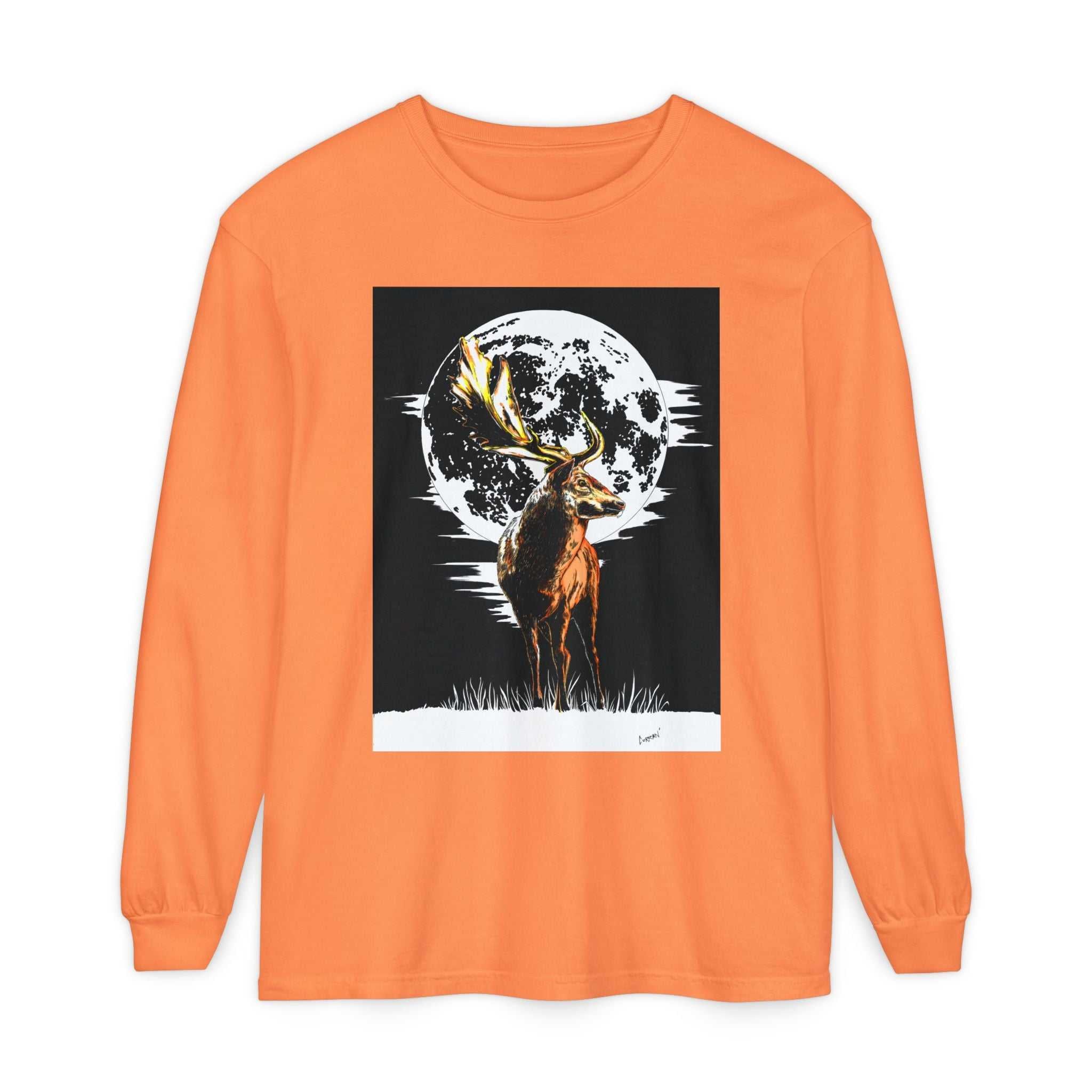 Moonlit Stag Long Sleeve T-Shirt - Unisex Nature Apparel