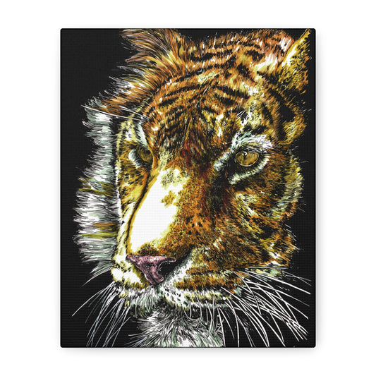 Tiger Wall Art Canvas Print of the Original, hand drawn wall art of a Tiger
