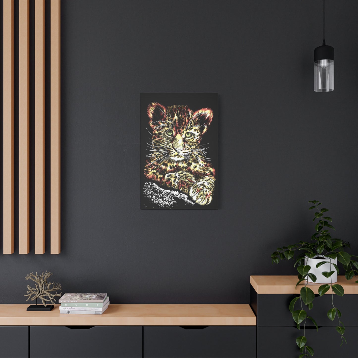 Leopard Cub Wall Art Print of the Original, hand drawn wall art of a Leopard Cub