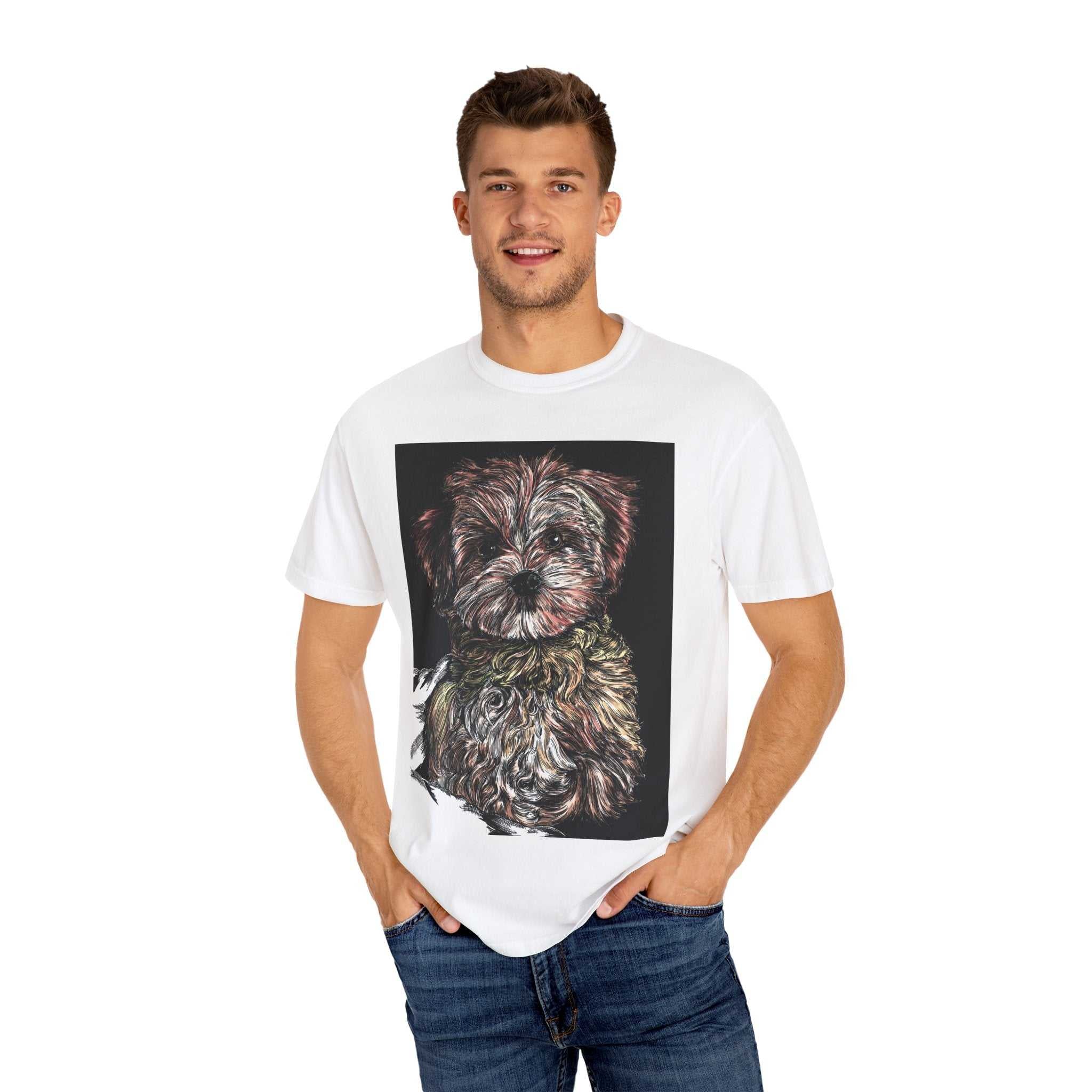 Elevate your style with our Puppy Art Unisex Garment-Dyed T-Shirt – Original Hand-Drawn design. Stand out from the crowd in this unique tee!